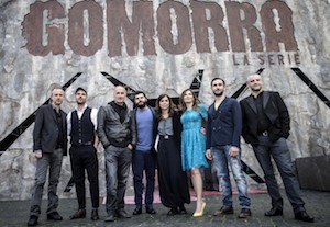 Da sinistra Claudio Cupellini, Marco D'Amore, Stefano Sollima, Salvatore Esposito, Francesca Comencini, Maria Pia Calzone, Marco Palvetti e Fortunato Cerlino, posano per i fotografi durante il photocall di "Gomorra. La serie" al Cinema Moderno The Space in Piazza della Repubblica. Roma 29 aprile 2014. ?Gomorra ? la serie? debutterà, a partire dal 6 maggio, sul nuovo canale satellitare Sky Atlantic. ANSA/ANGELO CARCONI