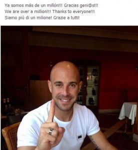 Un milione di fan per Pepe Reina