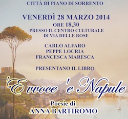 A Piano la presentazione del libro  “ ’E vvoce ‘e Napule” di Anna Bartiromo