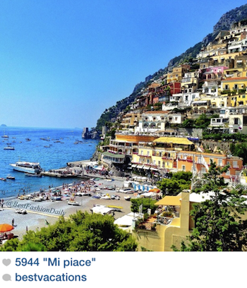 La pagina Instagram “bestvacations” premia lo scatto di Positano