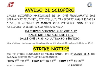 Domani giornata nera per il trasporto pubblico, previsti pesanti disagi a causa di uno sciopero nazionale