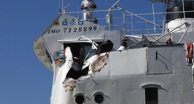 Collisione nel golfo tra due navi