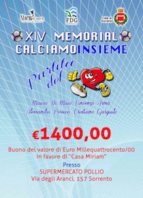 Successo per la raccolta fondi del Memorial Calciamo Insieme