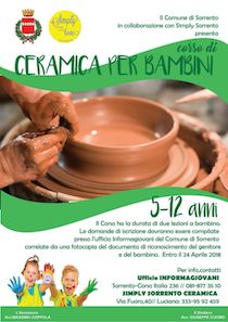 Al via le iscrizioni al secondo corso di ceramica per bambini a Sorrento