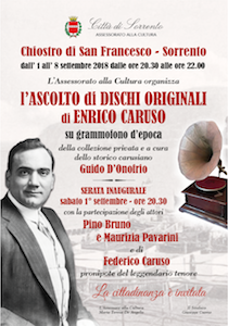 Grammofono e dischi d’epoca, Caruso canta ancora a Sorrento