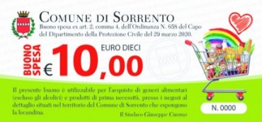 Da domani la distribuzione dei buoni spesa a Sorrento