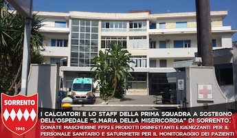 Il Sorrento dona presidi sanitari all’ospedale cittadino