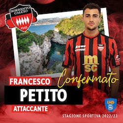 Francesco Petito continua a vestire la maglia del Sorrento