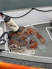 Vico Equense. Rete illegale recuperata nel mare di punta Scutolo