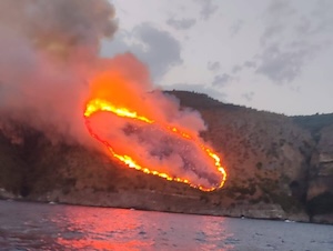 Massa Lubrense. Rogo nella notte arriva a lambire le case