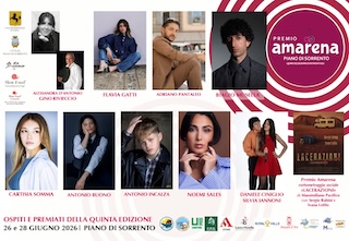 Piano di Sorrento. Premio Amarena 2026, ospiti i protagonisti delle migliori fiction