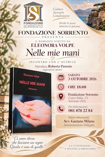 Sorrento. Si presenta “Nelle mie mani”, romanzo di Eleonora Volpe